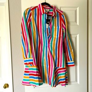 Tuckernuck Rainbow Stripe Callahan Shirt Dress